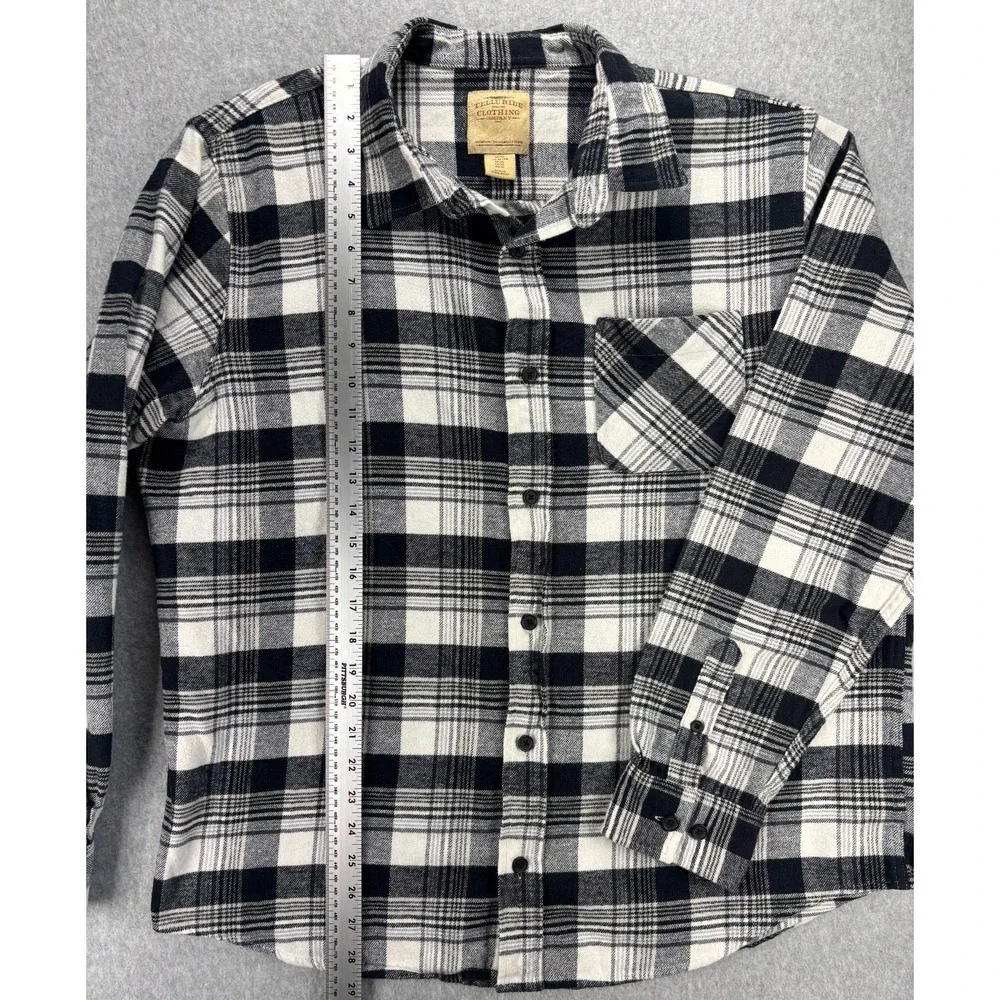 Telluride Flannel Shirt Mens XL Black White Plaid Cotton Workwear Lumberjack - Picture 7 of 13